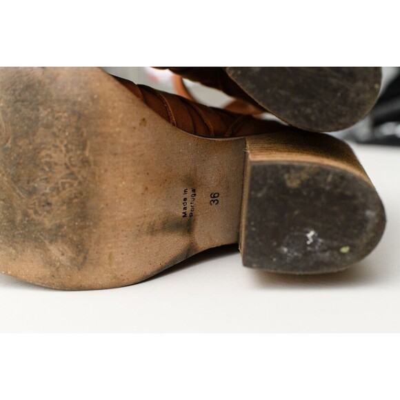 Free People Hybrid Boots Womens 36 US 6 Strappy Distressed Brown Nubuck Shoes - Picture 8 of 11